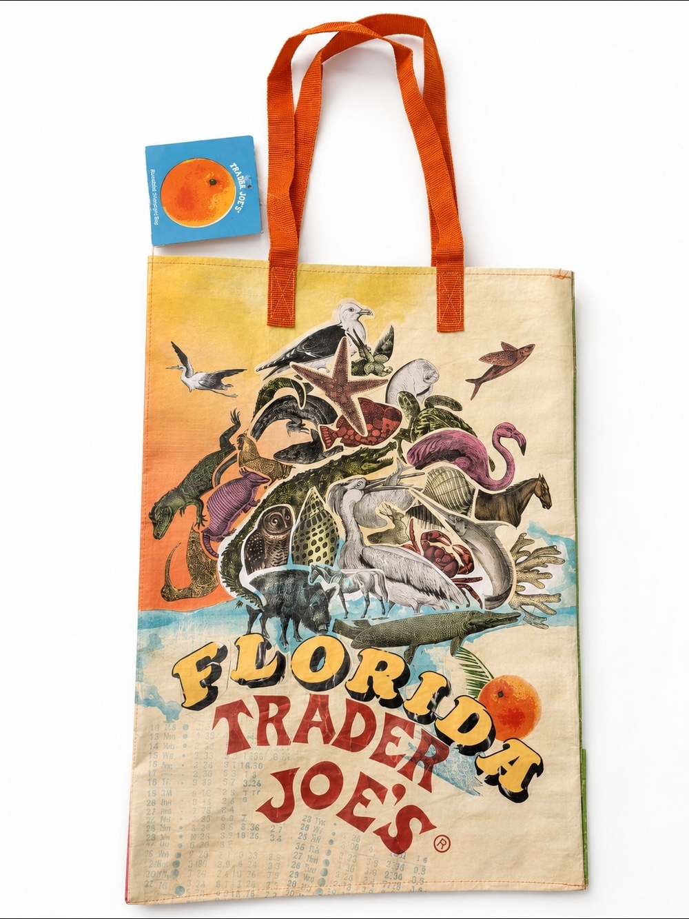 Trader Joe's Reusable Tote Bag in Orange and Yellow